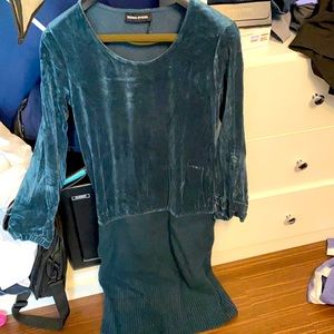 Velour and knit knee length dress